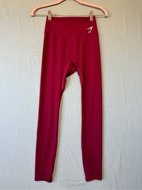Gymshark Womens Leggings S Red Workout Yoga Gym Logo Stretch Fitness Stretch